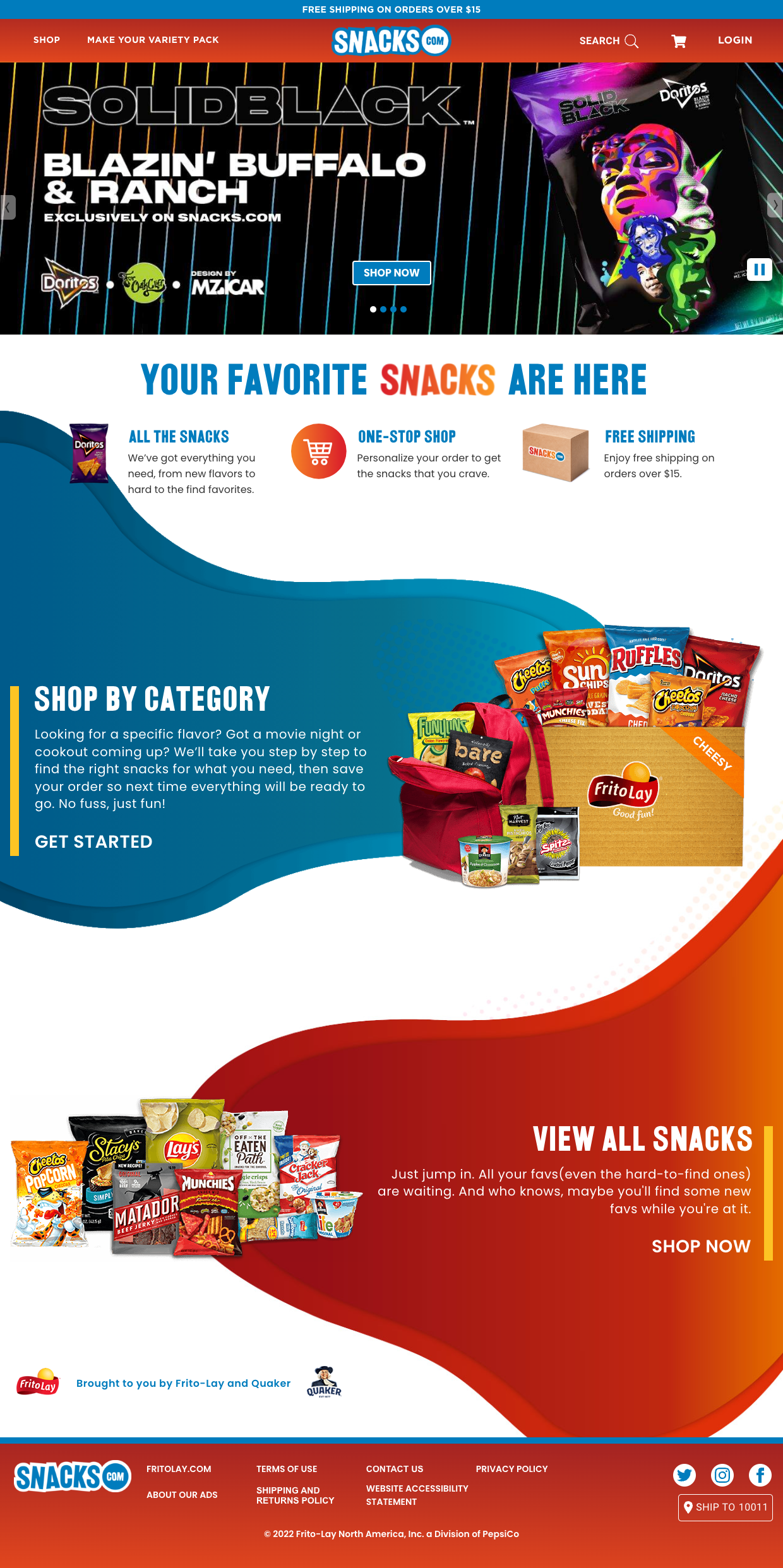 4. Snacks.com Shopify Store